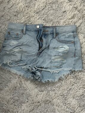 Light wash jean shorts